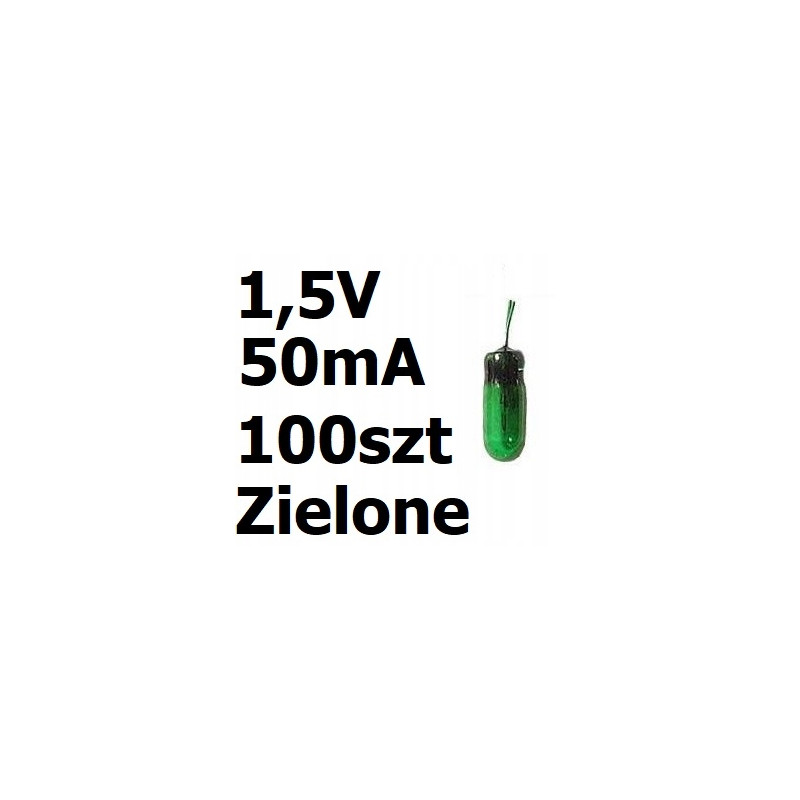 Żarówka miniaturowa zielona 3x7mm 1,5V 50mA 100szt