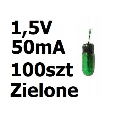 Żarówka miniaturowa zielona 3x7mm 1,5V 50mA 100szt