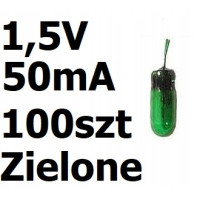 Żarówka miniaturowa zielona 3x7mm 1,5V 50mA 100szt