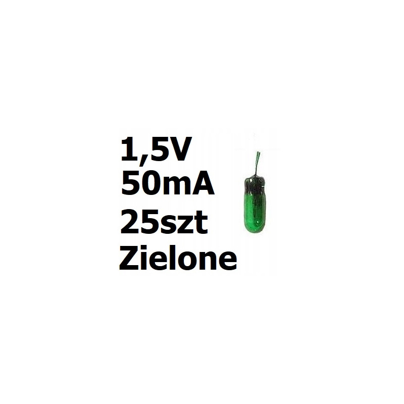 Żarówka miniaturowa zielona 3x7mm 1,5V 50mA 25szt