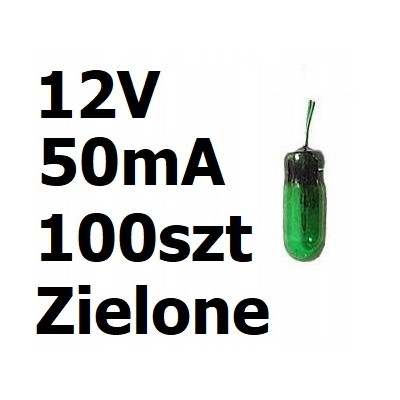 Żarówka miniaturowa zielona 3x7mm 12V 50mA 100szt