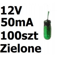 Żarówka miniaturowa zielona 3x7mm 12V 50mA 100szt