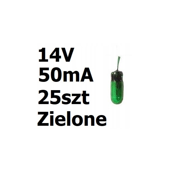 żarówka miniaturowa zielona 3x7mm 14V 50mA 25szt