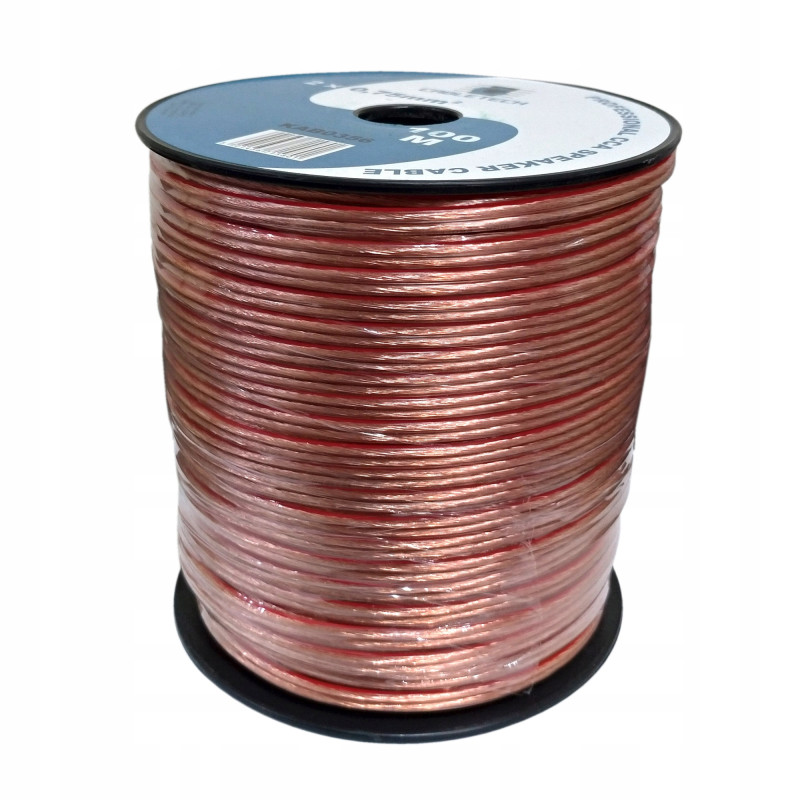 Kabel głośnikowy przezroczysty CCA 2x0,75mm² 100m