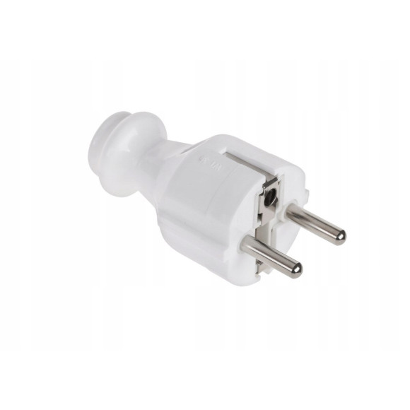 Wtyczka prosta z uziemieniem unischuko biała WT-30 2szt