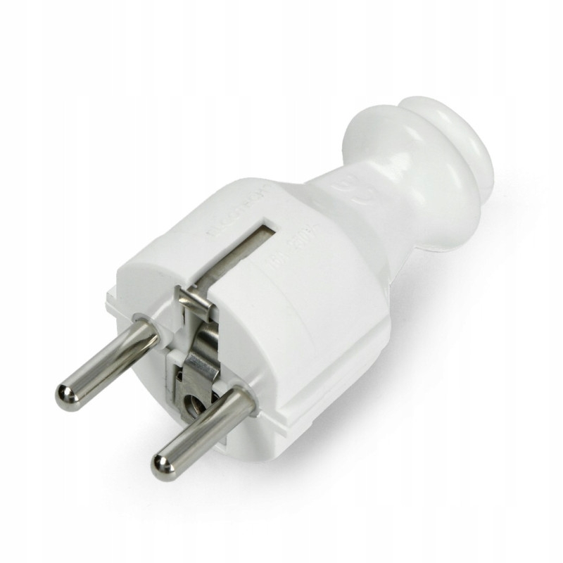 Wtyczka prosta z uziemieniem unischuko biała WT-30 2szt
