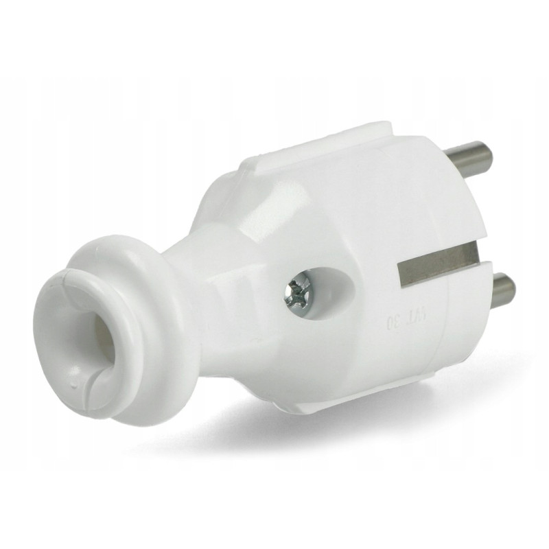 Wtyczka prosta z uziemieniem unischuko biała WT-30 2szt