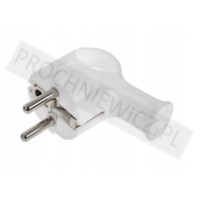 Wtyczka kątowa z uchem z uziem. biała WT-40 2szt