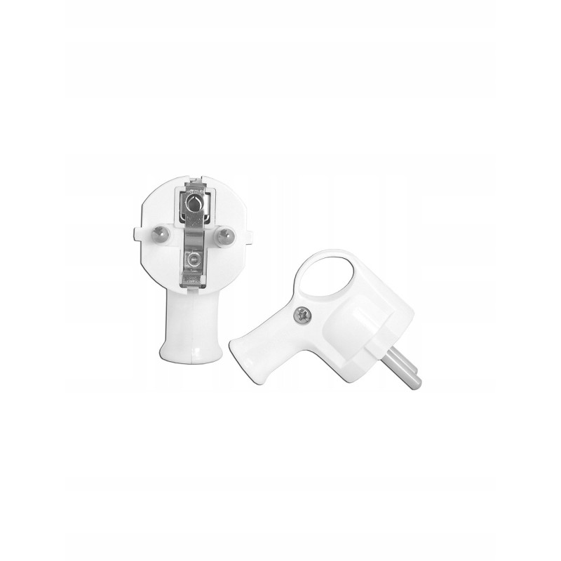 Wtyczka kątowa z uchem z uziem. biała WT-40 2szt