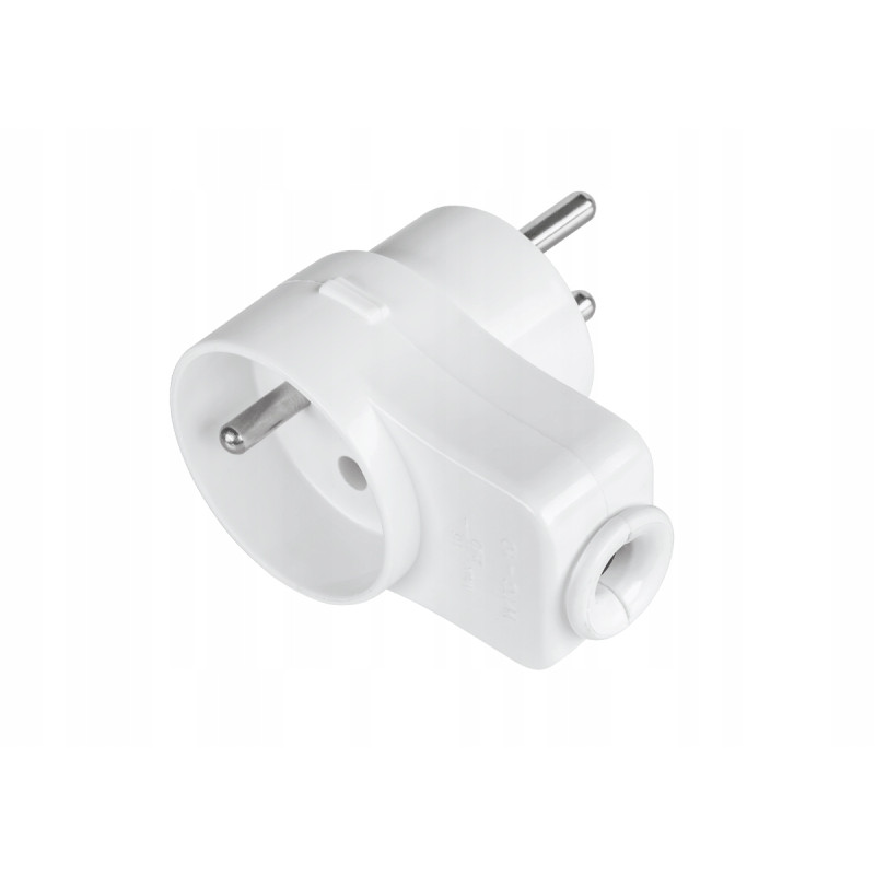 Wtyczka kątowa z uchem z uziem. biała WT-40 2szt