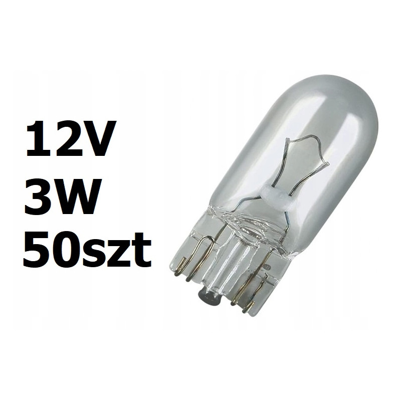 Żarówki samochodowe W3W 12V 3W 50szt