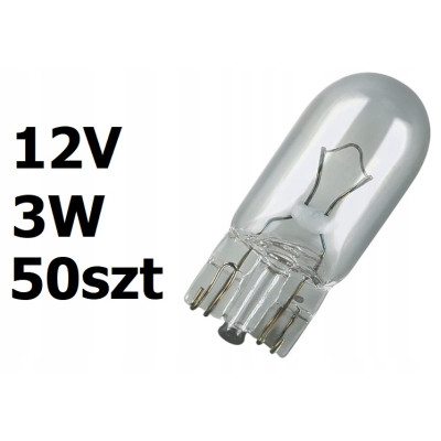 Żarówki samochodowe W3W 12V 3W 50szt