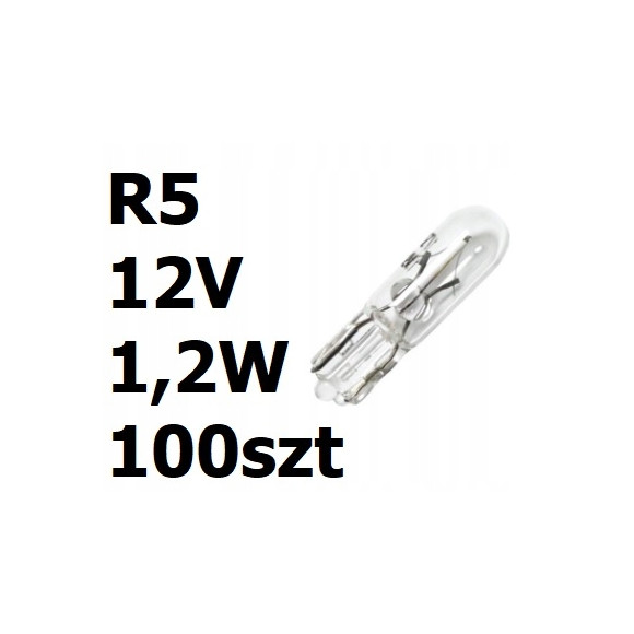 Żarówka samochodowa biała R5 12V 1,2W 100szt