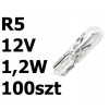 Żarówka całoszklana samochodowa biała R5 12V 1,2W 100szt