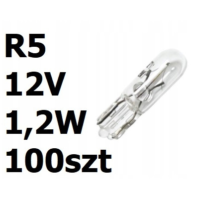 Żarówka całoszklana samochodowa biała R5 12V 1,2W 100szt