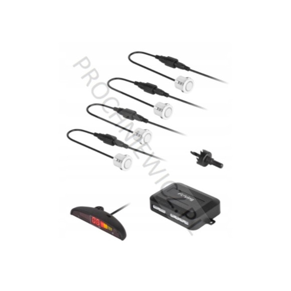 Białe czujniki parkowania Peiying z wyświetlaczem (tył)