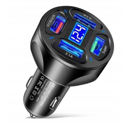 SZYBKA ŁADOWARKA SAMOCHODOWA 4xUSB QC 66W