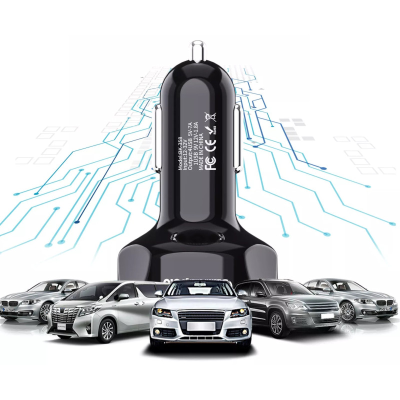 SZYBKA ŁADOWARKA SAMOCHODOWA 4xUSB QC 66W