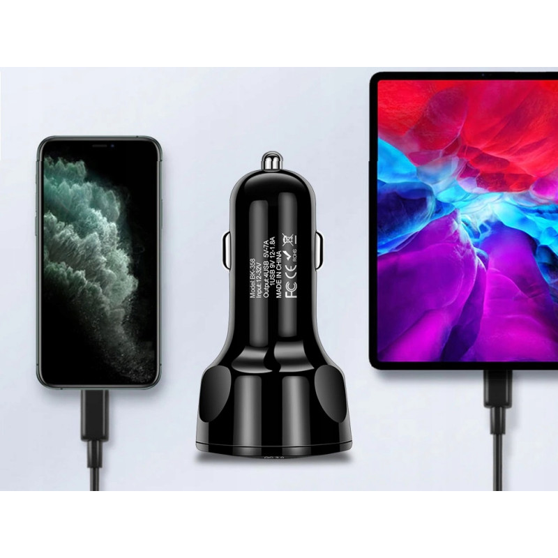 SZYBKA ŁADOWARKA SAMOCHODOWA 4xUSB QC 66W