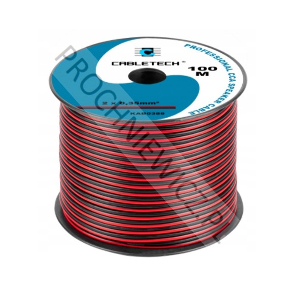 Kabel głośnikowy czerwono-czarny CCA 2x0,35mm 100m