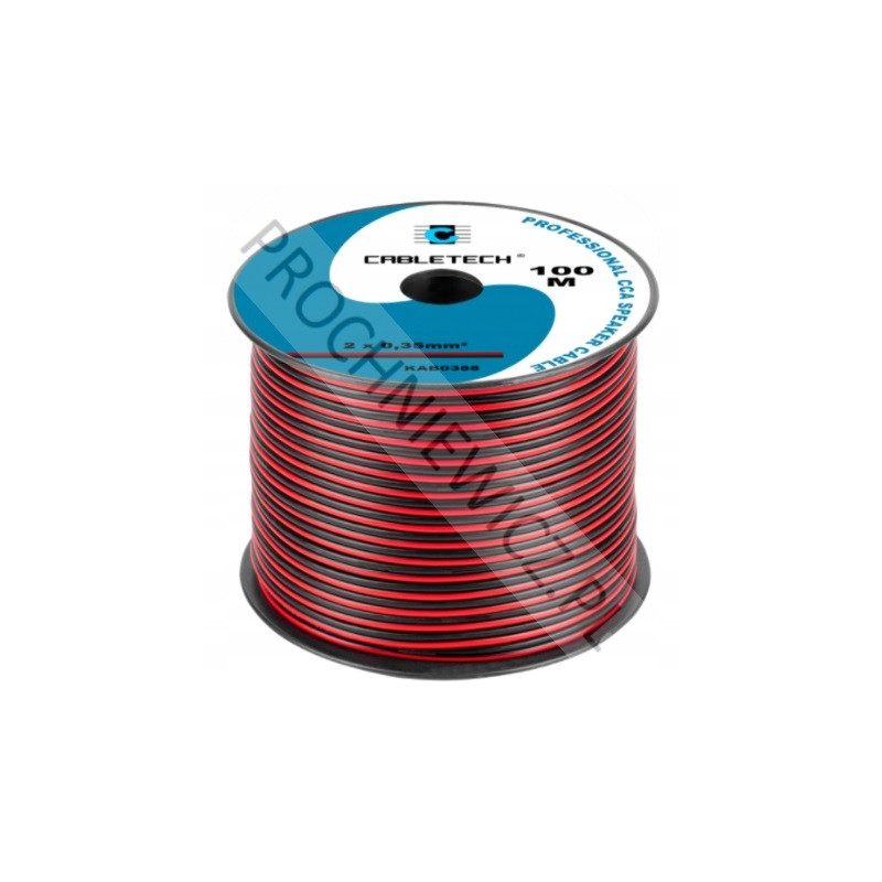 Kabel głośnikowy czerwono-czarny CCA 2x0,35mm 100m
