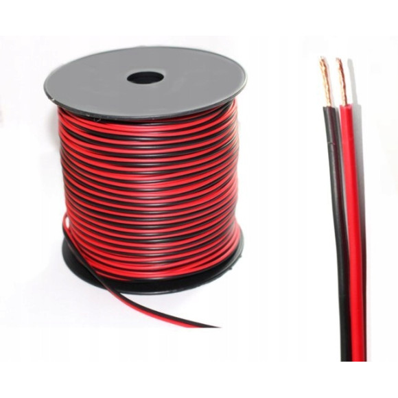 Kabel głośnikowy czerwono-czarny CCA 2x0,35mm 100m