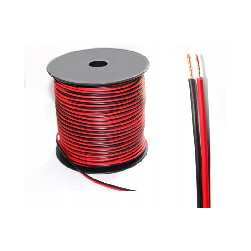 Kabel głośnikowy czerwono-czarny CCA 2x0,35mm 100m